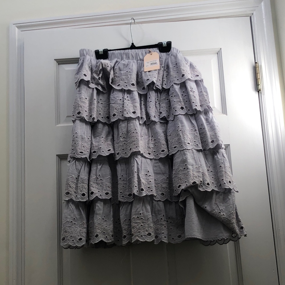 Elegant Ruffled Kids Skirt in Soft Gray